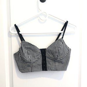 F21 Check Hook & Eye Crop Top